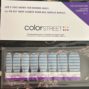 Color Street Blue and Silver Striped Nail Strips- Bikini Bella BUNDLE AND SAVE!!